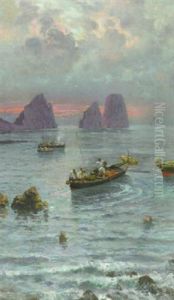 Capri-fischer Vor Den Faraglioni-felsen by Bernardo Hay