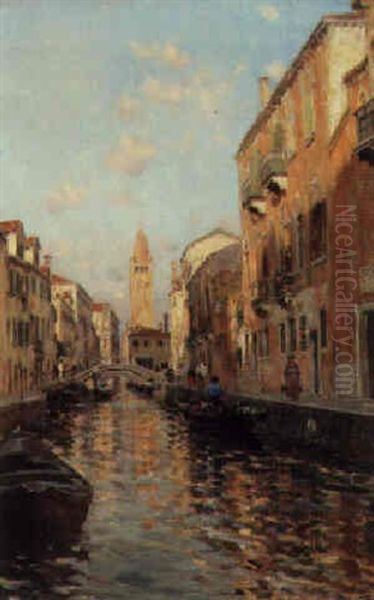 Gondolas On A Venetian Canal - view 1