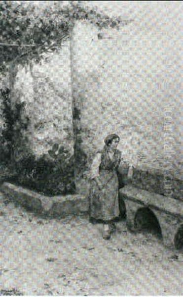 Girl On A Terrace Overlooking A Bay - view 1