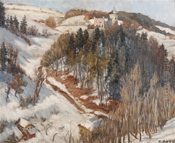 Winterlandschaft Mit Der Ruine Wildberg Rechts Unten Signiert K. Hayd - view 1