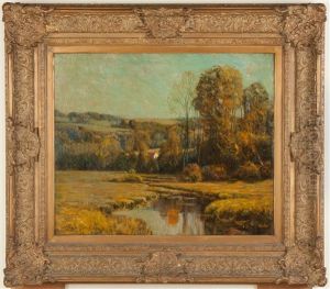 Fall Landscape With House by Edward Parker Hayden