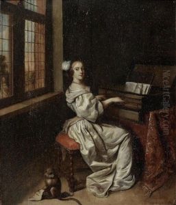 Portrait Of A Lady At A Spinet by Reinier De La Haye