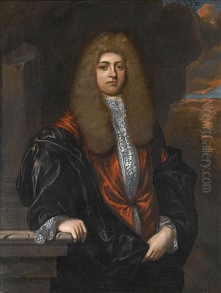 Portrait Of A Gentleman, Wearing A Red Jacket And Standing In A Landscape - view 1