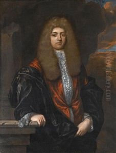 Portrait Of A Gentleman, Wearing A Red Jacket And Standing In A Landscape