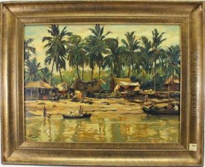 Indonesian River With Figures