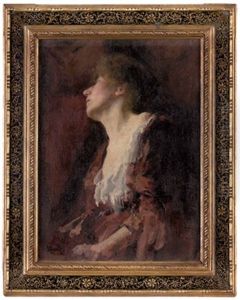 Dame In Rotlichem Kleid by Hans von Hayek