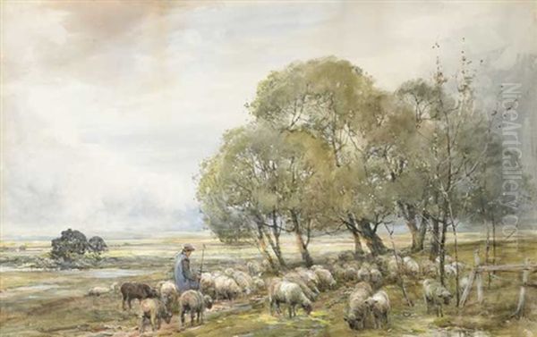 Pastoral Landscape With Shepherd And Flock - view 1