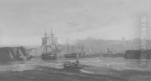 Segelschiffe Vor Einem Hafen - view 1