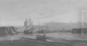 Segelschiffe Vor Einem Hafen Segelschiffe Vor Einem Hafen