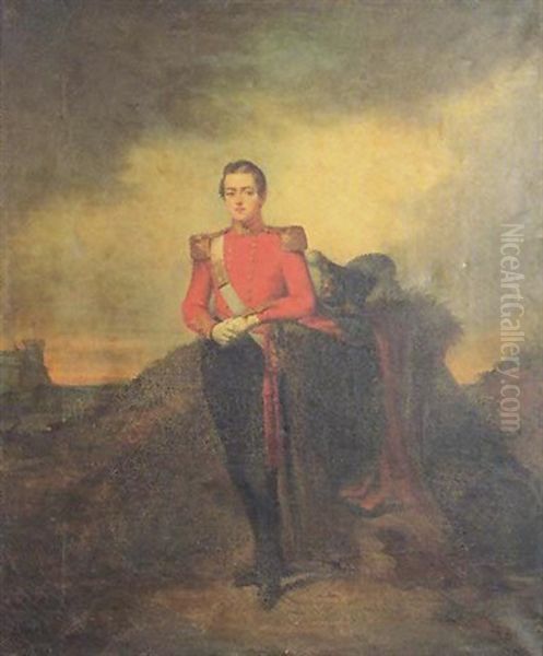 Portrait Of A Young Military Officer, Standing In A Landscape - view 1