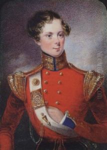 Lieutenant William Garforth Wearing Uniform, Scarlet Coat With Gold Embroidered Collar And Cuffs, Gold Wing Epaulettes And Buttons...