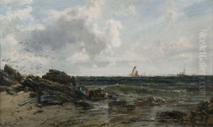 Cullercoats From Rocks Off Tynemouth by Edwin Hayes