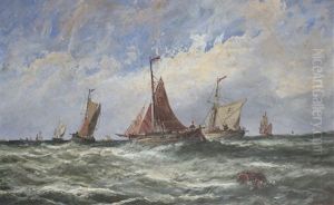 Fishing Boats In Rough Seas by Edwin Hayes