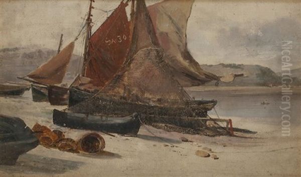 Fishing Boats On A Welsh Beach - view 1