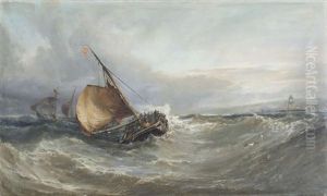 Fishing Boats Off The Coast, In Choppy Seas Fishing Boats Off The Coast, In Choppy Seas