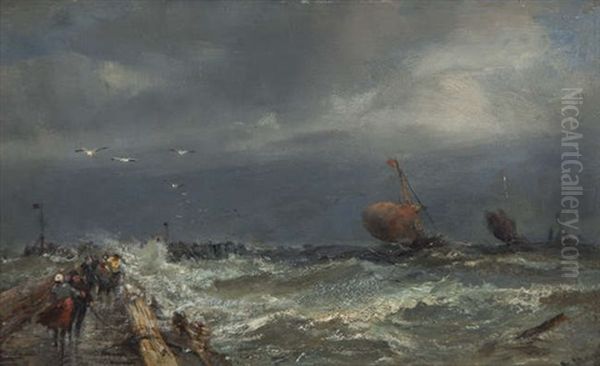 French Luggers Entering Calais Harbour - view 1