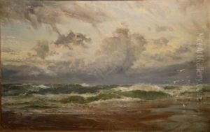 Stormy Sea At Bude, Near Cornwall by Edwin Hayes