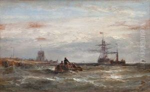 A Tug Towing A Brig To Port