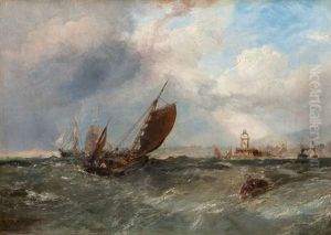 Fishing Boats Off Granton Harbour by Edwin Hayes