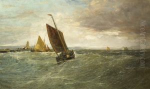 Fishing Boats Off A Harbour by Edwin Hayes