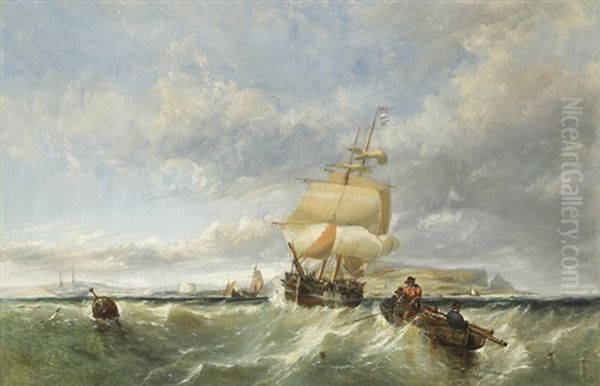 Sailing Ship Approaching Howth Harbour With Ireland's Eye In The Background - view 1