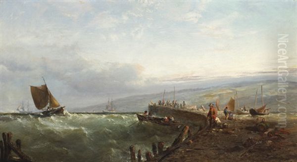 Fishing Boat Approaching A Pier In Heavy Seas - view 1