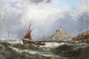 Oyster Boats Off Mumbles Light House Oyster Boats Off Mumbles Light House