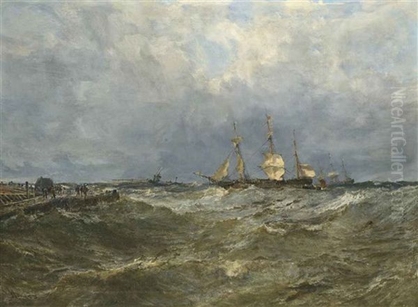 A Merchantman Heaving-to And Calling For A Pilot As She Approaches Harbor - view 1