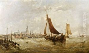 Entrance To Antwerp Harbor by Edwin Hayes