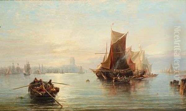 A Continental Port At Sunset With Shipping Moored In The Foreground - view 1