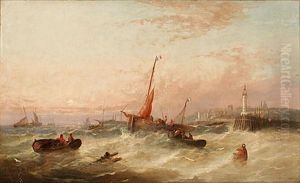 Batar Pa Stormigt Hav by Edwin Hayes