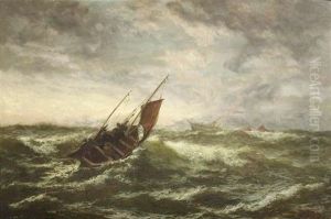 Segelboote Unter Bewolktem Himmel In Sturmischer See