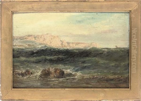 Waves Breaking Off The Coast Of Swanage - view 1