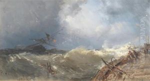 Off Whitby Pier by Edwin Hayes