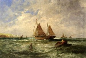 Fishing Boats Off A Coast by Edwin Hayes