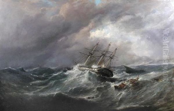 Hms "pique" In Distress In A Storm - view 1