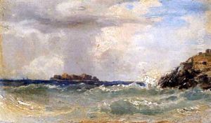 Harlyn Bay, Wind On Shore, Cornwall by Edwin Hayes