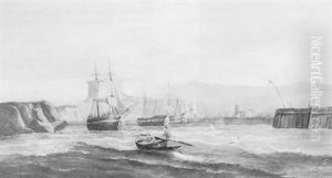 Harbour Mouth With Shipping by Edwin Hayes