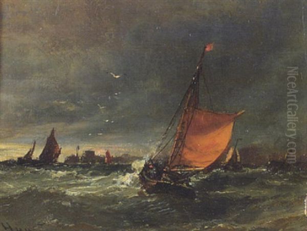 Sailing Vessels Nearing Shore - view 1