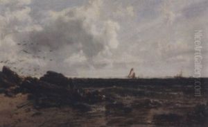 Cullercoats From Rocks At Tynemouth by Edwin Hayes
