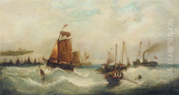 Vessels Off The Coast In Choppy Waters - view 1