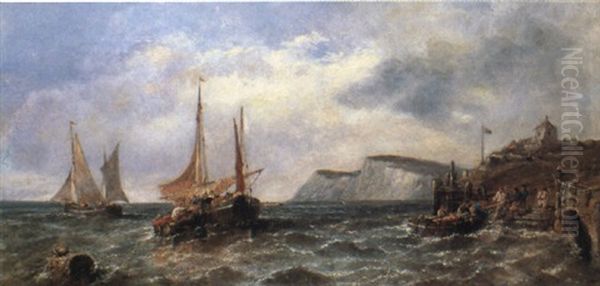 Fishing Smacks Off The Coast - view 1