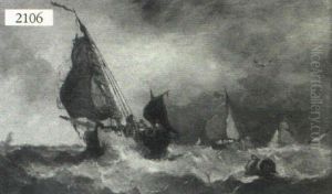 Fishing Boats On Choppy Waters by Edwin Hayes