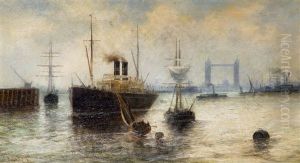 The Pool Of London, Tower Bridge And St Paul's Beyond by John Hayes