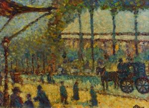 Caleche Sur Les Champs Elysees by Louis Hayet