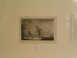Blinder Gefuhrt Von Kind In Weiter Landschaft by Johann Balzer