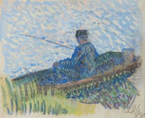 Pecheur Dans Sa Barque by Louis Hayet