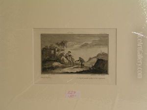 Vornehme Zu Pferd Mit Bettler In Sudlicher Landschaft by Johann Balzer