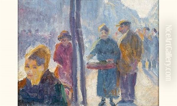 Scene De Rue Animee by Louis Hayet