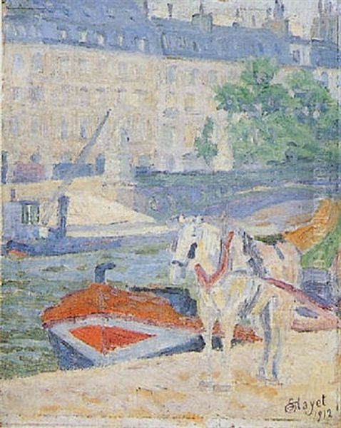 Paris, Quai De Seine, La Peniche Rouge - view 1